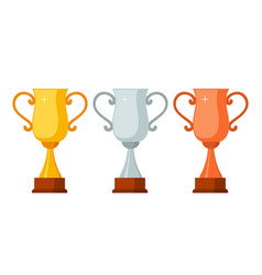 Trophy Winner Cups With Wooden Base Isolated