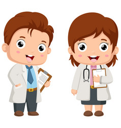 Cute Little Doctor And Nurse Cartoon