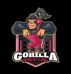 Female Gorilla Wrestling Mascot Logo