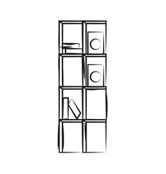 Isolated Sketch Of A Wooden Bookcase Furniture