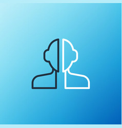 Line Bipolar Disorder Icon Isolated On Blue