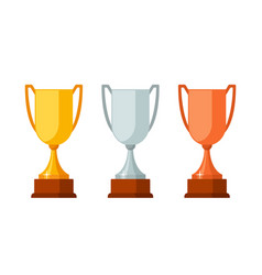 Trophy Winner Cups With Wooden Base Isolated