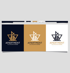 Apartment Logo Design Template With Line Art