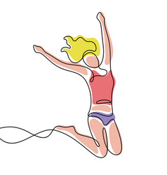 Cheerful Jumping Woman