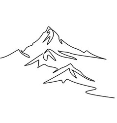 Mountains Landscape View Continuous One Line