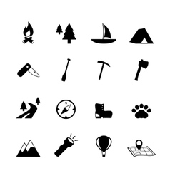 Outdoors tourism camping flat icons set Royalty Free Vector