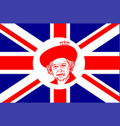 Queen Elizabeth Portrait Red With British Emblem