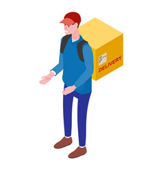 Courier With Box Front View Delivery Service