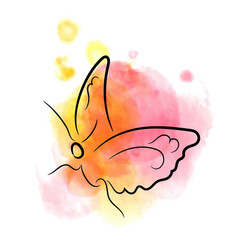 Pink And Yellow Butterfly Ink Watercolor