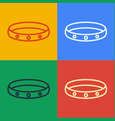 Pop Art Line Gold Ring Icon Isolated On Color