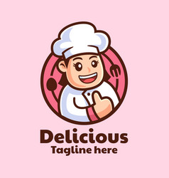 Cartoon Character Female Chef Logo Design