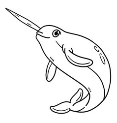 Narwhal Isolated Coloring Page For Kids