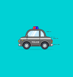 Police Car Side View Isolated On Blue Background