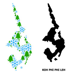 Winter Collage Map Koh Phi Leh Snowflakes