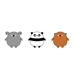 Cute Panda Koala Bear Set Kawaii Cartoon