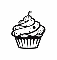 Cupcake Icon In Flat Black Color On White