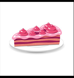 Piece Of Sponge Cake With Pink Cream