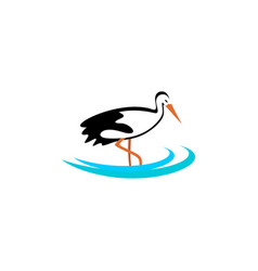 Stork In Pond Logo Icon Clipart Design