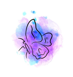 Violet And Blue Butterfly Ink Watercolor