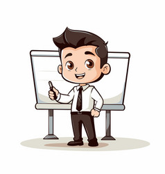 Businessman Writing On Flipchart Cartoon Eps 10