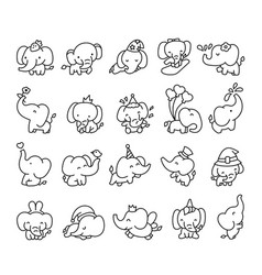 Cute Kawaii Elephant Coloring Page