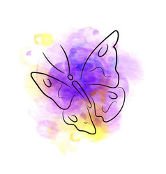 Violet And Yellow Butterfly Ink Watercolor