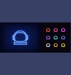 Outline Neon Astronaut Helmet Icon Glowing Neon