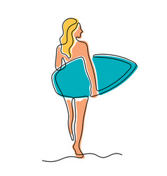 Surfer Girl One Line Colourful