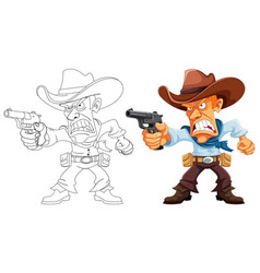 Angry Cowboy Holding Gun Cartoon Character