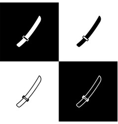 Set Traditional Japanese Katana Icon Isolated