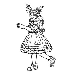 Christmas Dancing Girl Isolated Adults Coloring