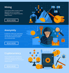 Virtual Currency Flat Style Banners Set