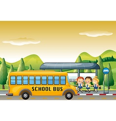 Children Getting On School Bus At Stop