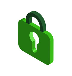 Green Isometric 3d Padlock With Key Hole Flat