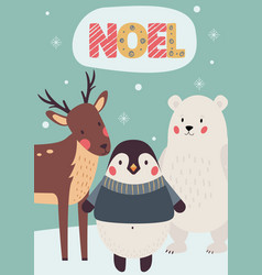 Noel Christmas Card With Animals