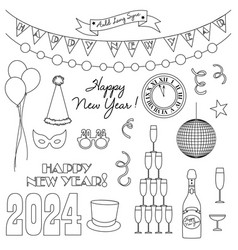 2024 New Years Eve Black Outline