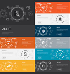 Audit Infographic 10 Line Icons Banners Review