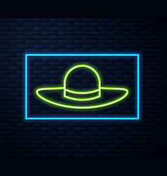 Glowing Neon Line Elegant Women Hat Icon Isolated