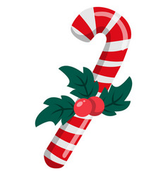 Christmas Candy Cane With Holly Berries