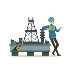 Oilman Standing Next To An Oil Rig Drilling