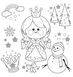 Beautiful Snow Princess And Snowman