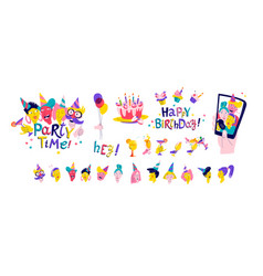 Birthday Party Background Set With Fun Colorful