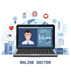 Online Doctor Men Healthcare Concept Icon Set