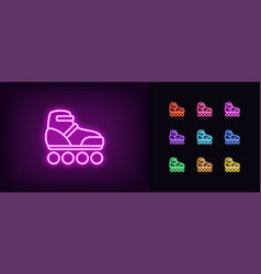 Outline Neon Roller Skate Icon Glowing Neon