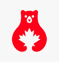 Bear Maple Leaf Logo Negative Space Template