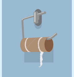 Empty Toilet Paper Roll And Metal Holder