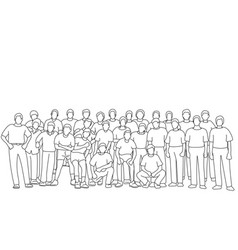 Group Of Men Standing Together Hand Drawn