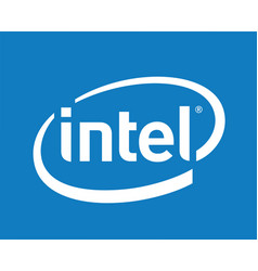 Intel Brand Logo Symbol Blue And White Design