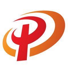 Orange And Red Oval Shaped Letter P Icon