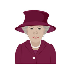 Queen Elizabeth Face Portrait With Maroon Suits